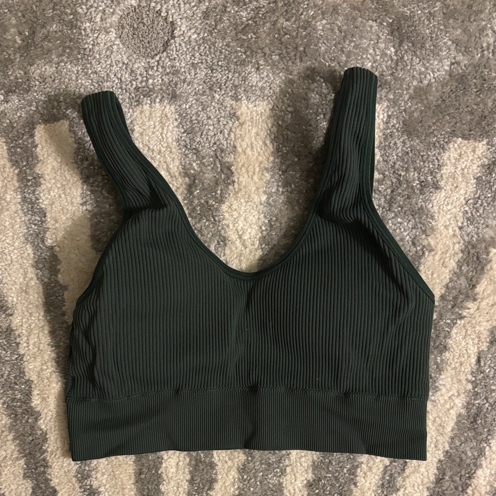 Aerie Ribbed Forest Green Sports Bra
